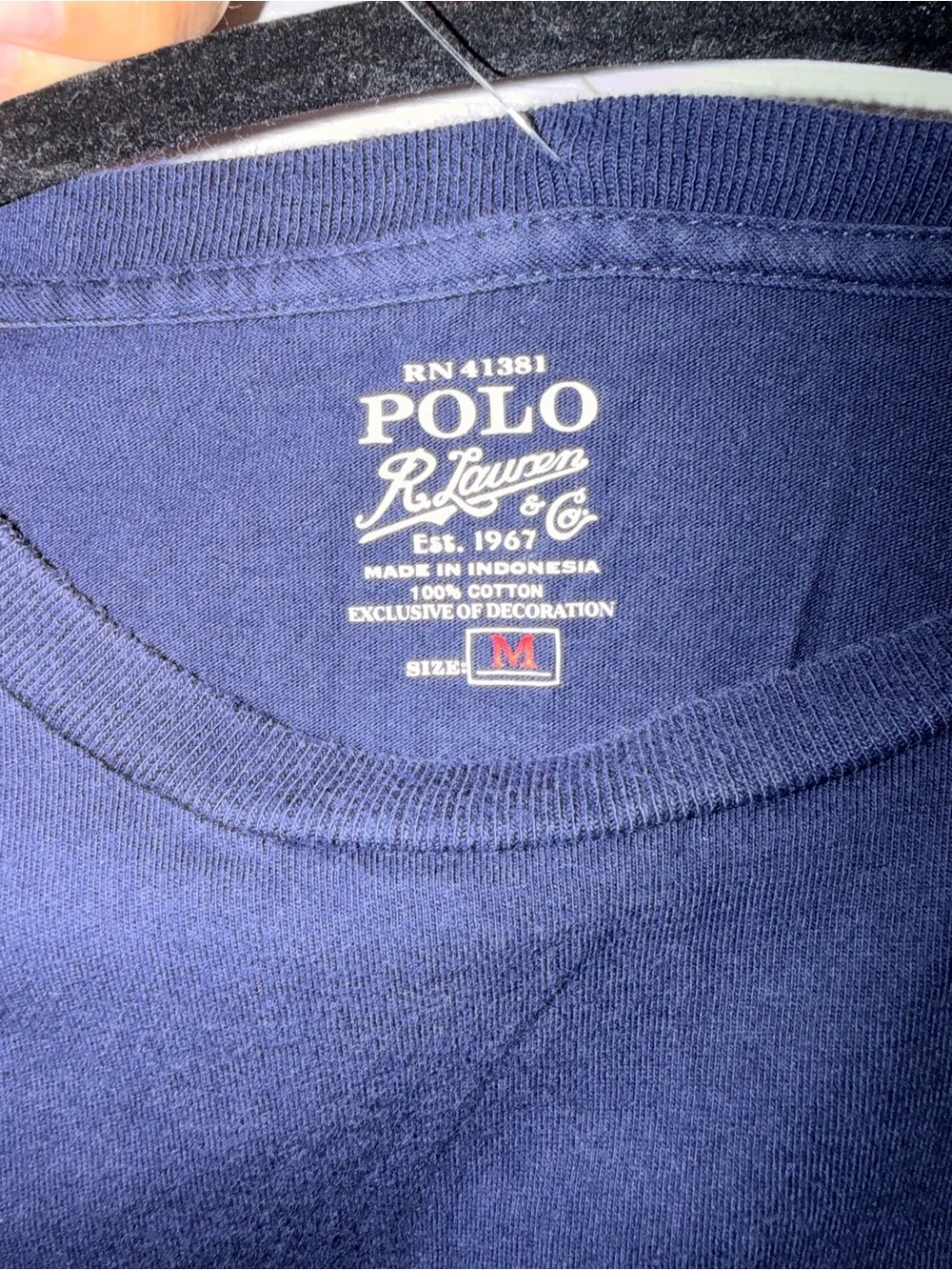 Polo by Ralph Lauren Long-Sleeve Crewneck Tee in Navy with Red Pony